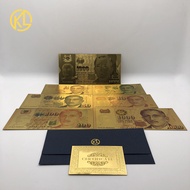 High Quality 24K Gold Plated 7/6 For A Set Singapore Banknotes 2 5 10 50 100 1000 Antique Plated Gol