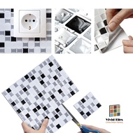 Clever Mosaics Interior Decor Vinyl Self adhesive Wallpaper 3D Peel and Stick Square Mosaic Tiles - 1 Sheet