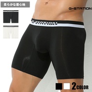 กางเกงขาสั้นนักมวยนุ่มพิเศษผู้ชายแถบขาวดำแบบ G-Station กางเกงบ็อกเซอร์ขายาวกางเกงในผู้ชาย60th ไม่มีแ