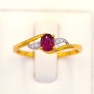 Happy Jewelry แหวนพลอยทับทิม ทองแท้ 9k 37.5% เพชรเกสร PL148