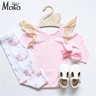 NEW Baby Girl Clothes Set Angel s Wing Pink T-Shirt +Leggings/pants 2pcs suit Little Swan Cotton Pri