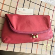 全新真品 Coach 13046 粉紅色皮革珠扣式手拿包