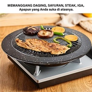 Round BBQ Grill 32Cm Ultra Grill Pan Drip Pan Plate Non-Stick/Korean-Style Meat Grill Smokeless Stove