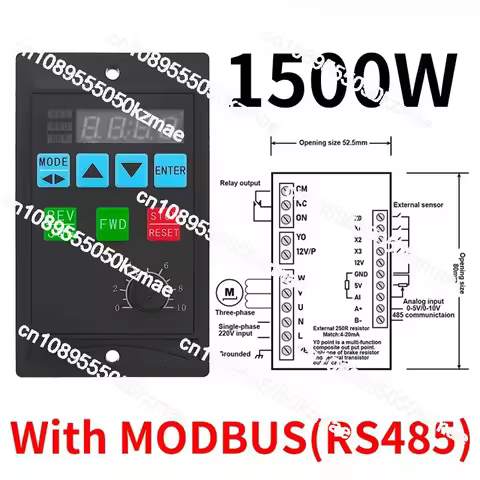220V 1-Phase to 3-Phase Inverter 0.4-1.5KW 1500W RS485 Communication Motor Speed Control Inverter
