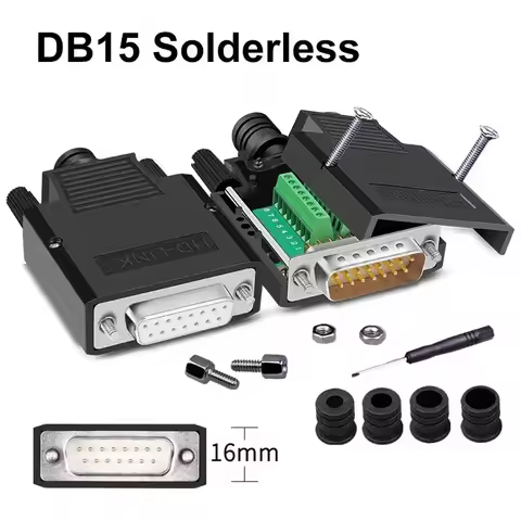 DB15 Soldering-free Connector Industry 2 Rows 15Pin Breakout Connector DB15 Male Female Plug D-SUB T