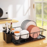 Dottam|  Dish Drying Rack Drainage Hole Dish Rack Stainless Steel Dish Drainer Rack with High Fence Space Saving Kitchen Organizer for Bowls Plates and Utensils Portable