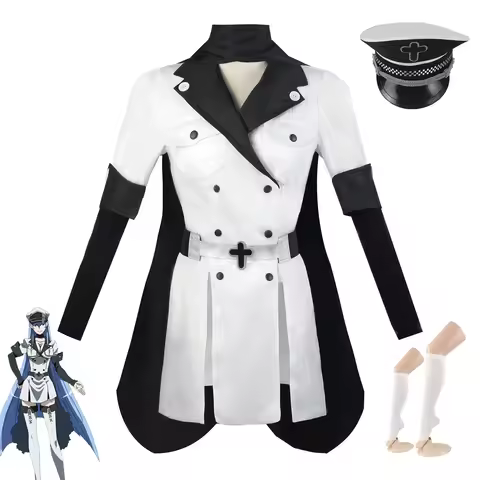 Anime Akame Ga KILL Esdeath Cosplay Costume with Hat Socks Outfits for Women Men Full Set Esdeath Em