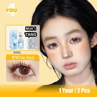 4YOU Contact Lens （0-8）Red Color Cosplay 1 Year 14.5mm 1 Pair