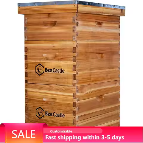 8 Frame Langstroth Bee Hive Coated with Beeswax Includes Beehive Frames and Waxed Foundations (2 Dee