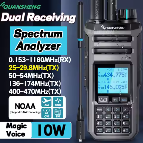 Quansheng Walkie Talkie TK11(5) 10W Dual Receiving HF VHF UHF USB AM LSB CW 27MHz CB LW MW SW SSB Mu