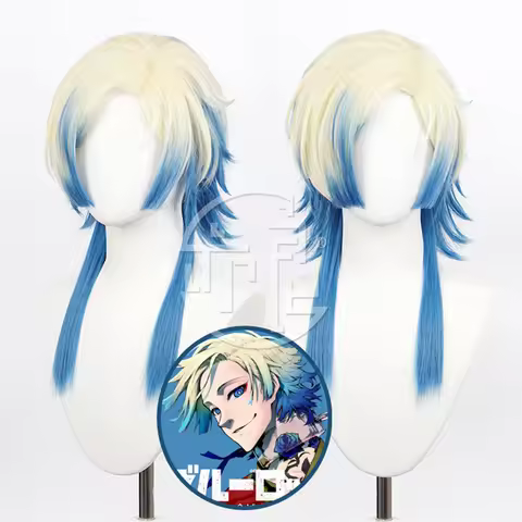 New Michael Kaiser Cosplay Wig Yellow Blue Gradient Wig Heat Resistant Synthetic Wigs