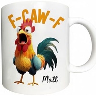 Customized Caw-F Chicken Ceramic Coffee Mug, Personalized Caw-F Sarcastic Cup, Customized Name Crazy