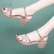 Giày cao gót nữ đẹp đế vuông 5p hàng hiệu rosata hai màu đồng chì công sở ro530