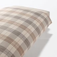 Muji 15585243 Cotton Flannel Duvet Cover, For Queen, 82.7 x 82.7 inches (210 x 210 cm), Beige Check