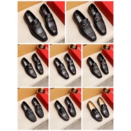 Shoes S1F1H black color cross design leather loafer men shoes kasut lelaki