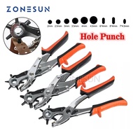 ZONESUN Handheld Fabric Leather Hole Puncher Multiple Size Round and Ellipse Hole Punching Tool for 