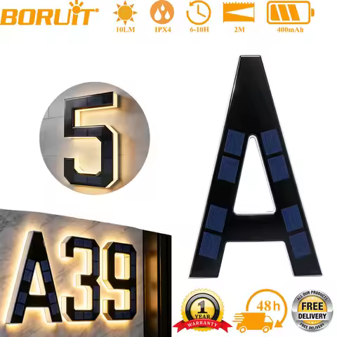 12CM Solar House Number Lights House Sign Light Sensor Led Address Sign Solar House Number Sign Led 