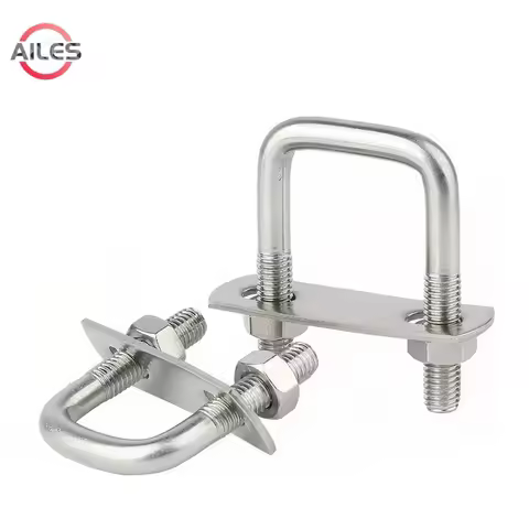 M6 M8 304 Stainless Steel Square Clamp U Bolt Right Angle U Screw U Clamp Nuts Plate Baffles U Bolt 