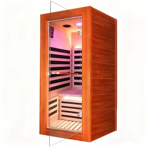1- Person Far Infrared Sauna, Low EMF 1020W/110V with Control Panel and Tempered Glass Door, Indoor 