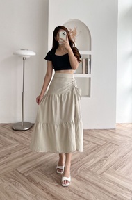 ~[Dijual] Davelline - Aluna Skirt - Rok Serut Linen Angel Berkualitas