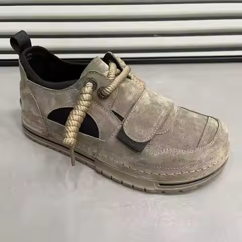 Careaymade-Men Low Top Sneakers Casual Cowhide Leather Height Platform Shoes Mesh breathable Trend C