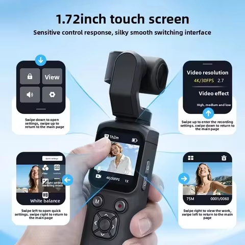 4K Live Streaming Camera Pocket Camera 1.72" Touchscreen Zoom Sport Cam Portable Vlog Video Recorder