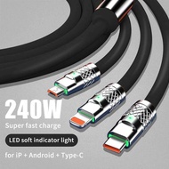 ZHIKE Pengecas Fast Charging Cable 3 In 1 USB to Type C Micro USB  iOS 1.2M Silicone With 280W Ice C