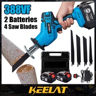 KEELAT 388VF/188VFCordless Reciprocating Saw Gergaji Elektrik for Wood Metal Cutting with 2 Batterys