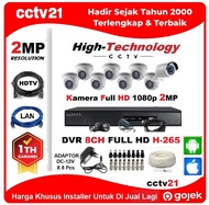 Paket 8ch Cameracctv + Harddisk High Technology 2MP DVR+Kabel-100M+Kbl-HDTV+Kbl-Lan Harga Promo cctv