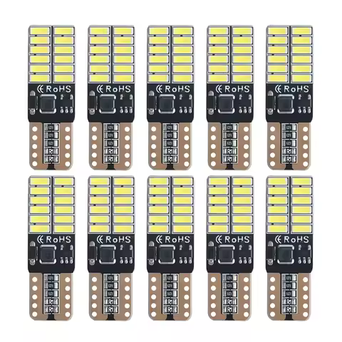 10pcs IC T10 LED Bulb Canbus 5W5 Car W5W LED Signal Light 12V 6000K Auto Wedge Side Interior Dome Re