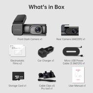 LINGDU กล้องติดรถยนต์ D200 2K 1440PGPS ในตัว WiFi ดีวีอาร์สองด้านหน้าและด้านหลังควบคุมด้วยเสียงตลอด2