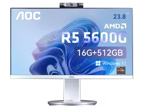 AOC All-in-One Business Desktop AMD R5 5600G 23.8" 16GB RAM 512 GB SSD Windows 11 Home Wi-Fi Adjusta