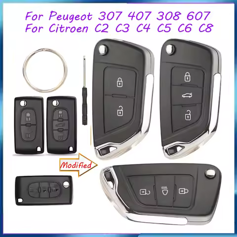 jingyuqin New Modified Car Key Case Shell For Peugeot 307 407 308 607 Citroen C2 C3 C4 C5 C6 C8 XSAR