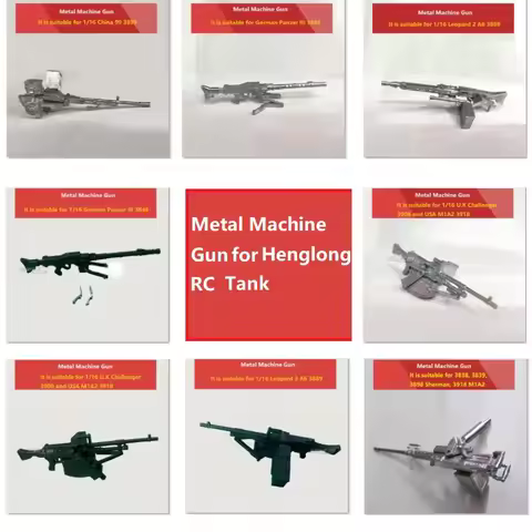 Henglong RC Tank Metal Machine Gun for 1/16 Leopard 2 A6 3889 China 99 3899 M1A2 3918 Challenger 390