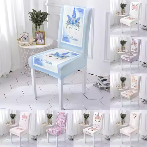 Cartoon Animal Style Chair Cover Office Chair Cover Unicorn Pattern Gamer Chairs Covers For Dining R