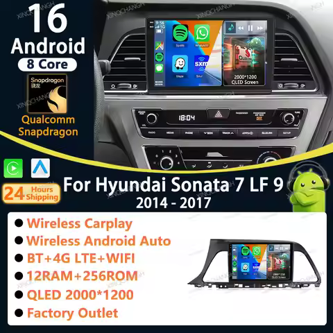 Android 16 Car Radio Carplay Auto For Hyundai Sonata 7 LF 9 2014 - 2017 Casing Frame 2DIN QLED Audio