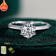 XICYI S925 Sterling Silver 1ct-5ct Moissanite D Ring Ladies Classic Six-Claw Crown Proposal Ring