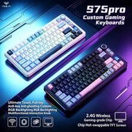 S75 PRO Wireless Mechanical Keyboard, PBT Keycaps, Soft Sound Gaming Keyboard With Screen & Knob, RG