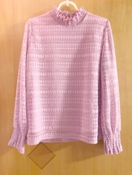 韓國Kkam Juu花邊領子襯衫（粉紫色）