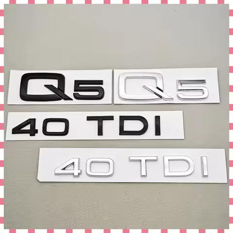 ABS Car Letters Logo Rear Trunk Badge Emblem Decals For Audi Q5 Q3 Q7 A4 A5 A6 A7 Q5 40 TDI Logo Aut