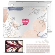 4 in 1 Classical Floral Crystal Print Hard Shell compatible for MacBook Pro Air M2 case A3113 A2681 