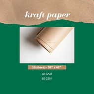 ﺴ▫㍿[10 sheets] Kraft Paper / Natural (Eco Friendly) (36” x 48”) / 40 GSM / 80 GSM