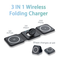 15W 3 in 1 Wireless Charger Foldable Clear Glass Portable Fast Charger for MacSafe iPhone16 15 14 13