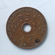 Uang Koin/Logam Kuno 1 Cent Nederlandsch Indie Tahun 1937