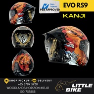SG SELLER - PSB APPROVED EVO RS9 Kanji Dragon open face motorcycle helmet with sun visor