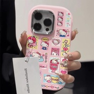 Phone Phone Case Suitable for iPhone x xs xr xsmax 11 12 13 14 15 Pro max Plus Plating Photo Frame Cartoon Hello Kitty Sticker Silicone Soft Case All-Inclusive Large Hole Shock-resistant Mobile Phone Protective Case Shell HJXP
