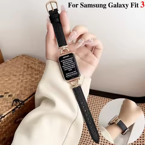 For Samsung Galaxy Fit 3 Metal+Leather Strap for Samsung fit 3 Smart Watch Accessories Wristband for