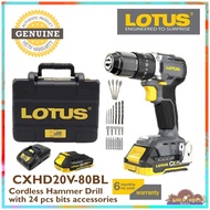 LOTUS Original CXHD20V-80BL Cordless 20V Max Impact Drill with 24PCS accessories + Kit