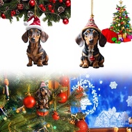 1/7 Acrylic Christmas Fun Sausage Dog Car Decoration Pendant D9t3