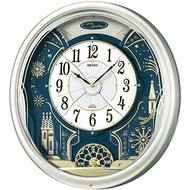 SEIKO RE561H Wall clock for living room bed room Radio Analog Karakuri 6 Songs Melody Rotating Ornament Light Gold Pearl